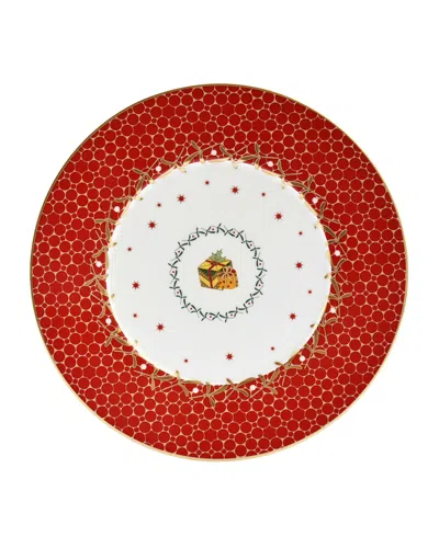 Bernardaud Noel Red Gift Salad Plate In White
