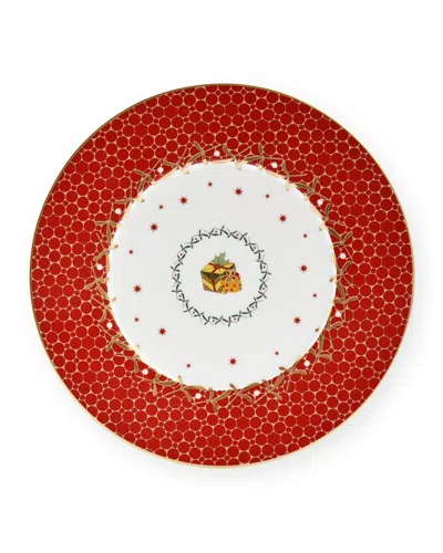 Bernardaud Noel Red Sleigh Salad Plate, 8.5" In White