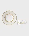 Bernardaud Noel Blanc Tea Saucer In White/gold