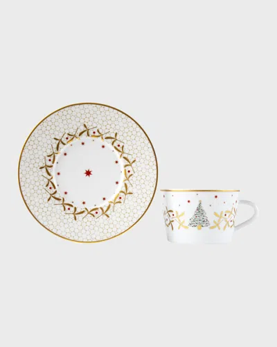 Bernardaud Noel Blanc Tea Saucer In White/gold