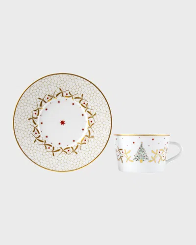 Bernardaud Noel Teacup In White/gold