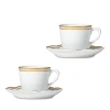 Bernardaud Pompadour Set Of 2 Espresso Cups & Saucers In White/gold