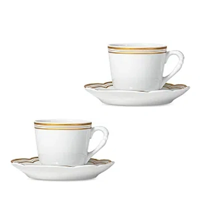 Bernardaud Pompadour Set Of 2 Espresso Cups & Saucers In White