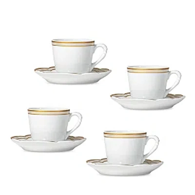 Bernardaud Pompadour Set Of 4 Espresso Cups & Saucers In White
