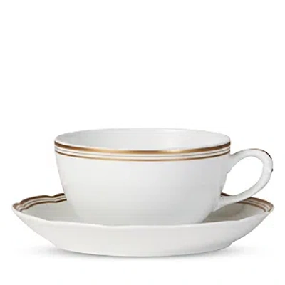 Bernardaud Pompadour Tea Cup And Saucer In White/gold
