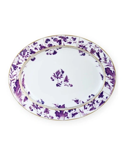 Bernardaud Prunus Oval Platter, 15" In White/purple