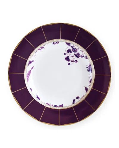 Bernardaud Prunus Rim Soup Plate, 9" In White/purple