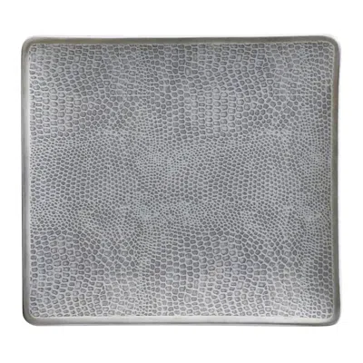 Bernardaud Sauvage Porcelain Rectangular Tray In Gray