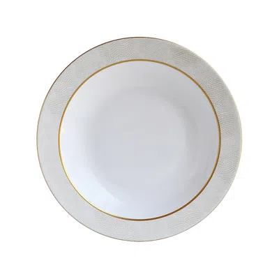 Bernardaud Sauvage White Deep Round Dish In Gold/white