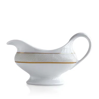 Bernardaud Sauvage White Gravy Boat In Gold/white