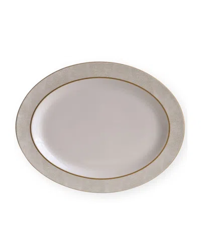 Bernardaud Sauvage White Oval Platter, 15" In White Gold