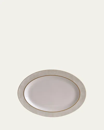 Bernardaud Sauvage White Oval Platter, 15" In White Gold