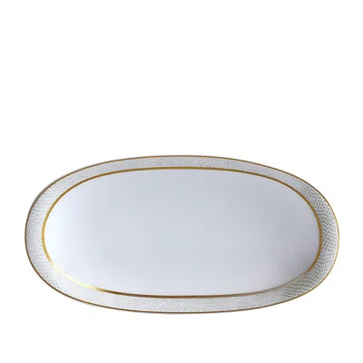Bernardaud Sauvage White Relish Dish In Gold/white