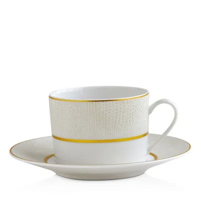 Bernardaud Sauvage White Tea Cup In Gold/white