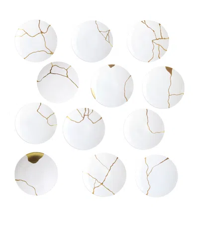 Bernardaud Set Of 12 Kintsugi Dinner Plates In Gold