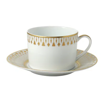 Bernardaud Soleil Levant Tea Saucer In White/gold