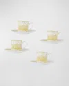 Bernardaud Tout Paris Set Of 4 Coffee Cups & Saucers