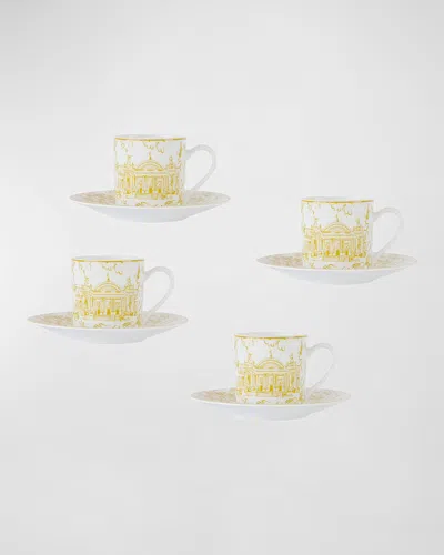 Bernardaud Tout Paris Espresso Cups, Set Of 4 In Yellow