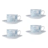 Bernardaud Tout Paris Set Of 4 Tea Cups & Saucers
