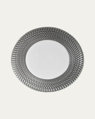 Bernardaud Twist Platinum Service Plate, 11.5" In Platinum/white