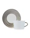 Bernardaud Twist Platinum Tea Cup - Exclusive In Platinum/white