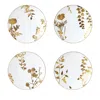 Bernardaud Vegetal Or Assorted Salad Plates, Set Of 4 In White/gold