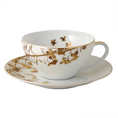 Bernardaud Vegetal Gold Teacup In White Gold