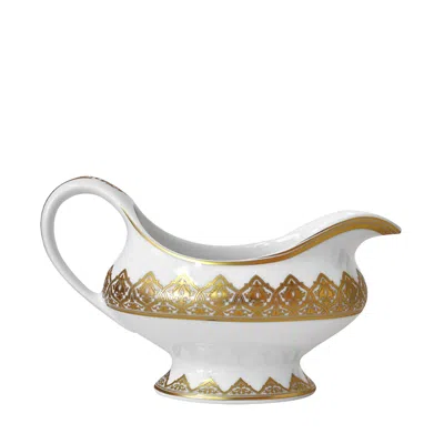 Bernardaud Venise Gravy Boat In White/gold