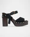 Bernardo 115mm Luxor Leather Platform Clogs In Black