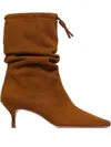 Bernardo 1946 57mm Scrunched Kitten-heel Boots In Brown