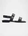 Bernardo 1946 Acro Leather Flat Slingback Sandals In Black Glove Leather