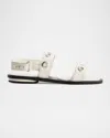 Bernardo 1946 Acro Leather Flat Slingback Sandals In Off White Glove Leather