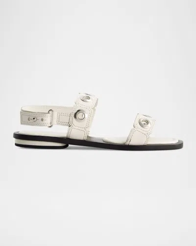 Bernardo 1946 Acro Leather Flat Slingback Sandals In Off White Glove Leather