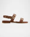 Bernardo 1946 Acro Leather Flat Slingback Sandals In Saddle Glove Leather