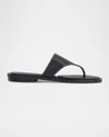 Bernardo 1946 Agora Leather Flat Thong Sandals In Black Glove Leather