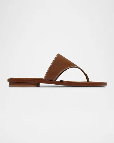 Bernardo 1946 Agora Leather Flat Thong Sandals In Brown