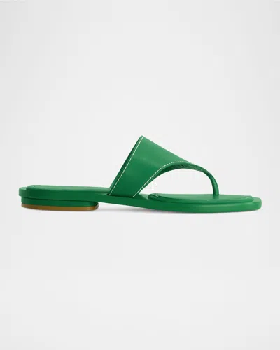 Bernardo 1946 Agora Leather Flat Thong Sandals In Green Glove Leather