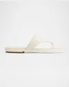 Bernardo 1946 Agora Leather Flat Thong Sandals In Off White Glove Leather