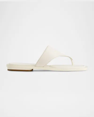 Bernardo 1946 Agora Leather Flat Thong Sandals In White