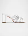 Bernardo 1946 Bea Metallic Buckle Mule Sandals In Light Silver Metallic Glove Leather
