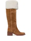 Bernardo 1946 Brix Shearling-cuff Suede Boots In Brown