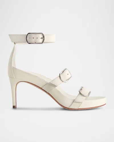 Bernardo 1946 Castel Leather Triple Buckle Stiletto Sandals