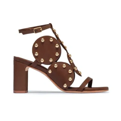 Bernardo 1946 Footwear New Moon 75 Studded Heeled Sandal In Brown