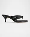 Bernardo 1946 Miami Kitten-heel Leather Mule Sandals In Black Glove Leather