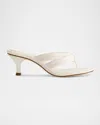 Bernardo 1946 Miami Kitten-heel Leather Mule Sandals In Off White Glove Leather
