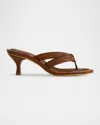 Bernardo 1946 Miami Kitten-heel Leather Mule Sandals In Saddle Glove Leather