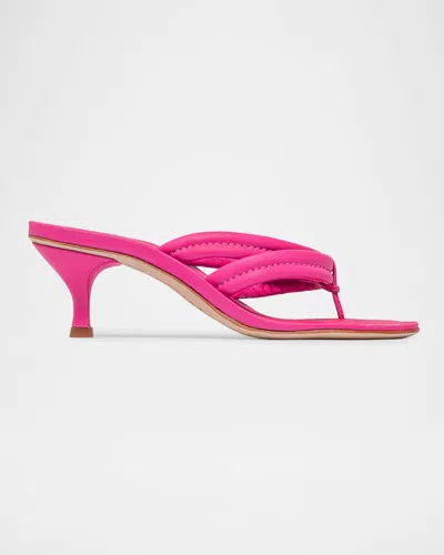 Bernardo 1946 Miami Kitten-heel Leather Mule Sandals In Pink
