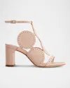 Bernardo 1946 New Moon Circle Leather Sandals In Cipria Vachetta Leather