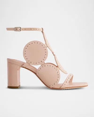 Bernardo 1946 New Moon Circle Leather Sandals In Pink