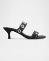 Bernardo 1946 Patra Leather Dual-band Slide Sandals In Black Glove Leather
